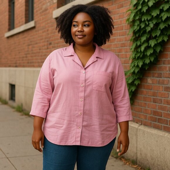 TravelSmith Women's 2X Blouse Dusty Rose Pink Button Down Wrinkle Free - Picture 1 of 4